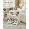 imageSONGMICS Solid Wood Luggage Racks Set of 2 No Assembly Required Foldable Suitcase Stand Luggage Holder with Storage Shelf for Guest Room Hotel Bedroom Coffee Brown URLR021K01Cream White
