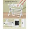imageSONGMICS Solid Wood Luggage Racks Set of 2 No Assembly Required Foldable Suitcase Stand Luggage Holder with Storage Shelf for Guest Room Hotel Bedroom Coffee Brown URLR021K01Cloud White