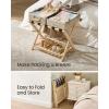 imageSONGMICS Solid Wood Luggage Racks Set of 2 No Assembly Required Foldable Suitcase Stand Luggage Holder with Storage Shelf for Guest Room Hotel Bedroom Coffee Brown URLR021K01Nature Beige