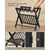 imageSONGMICS Solid Wood Luggage Racks Set of 2 No Assembly Required Foldable Suitcase Stand Luggage Holder with Storage Shelf for Guest Room Hotel Bedroom Coffee Brown URLR021K01Ink Black