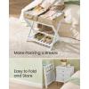 imageSONGMICS Solid Wood Luggage Racks Set of 2 No Assembly Required Foldable Suitcase Stand Luggage Holder with Storage Shelf for Guest Room Hotel Bedroom Coffee Brown URLR021K01Cloud White