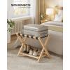 imageSONGMICS Solid Wood Luggage Racks Set of 2 No Assembly Required Foldable Suitcase Stand Luggage Holder with Storage Shelf for Guest Room Hotel Bedroom Coffee Brown URLR021K01Nature Beige
