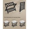 imageSONGMICS Solid Wood Luggage Racks Set of 2 No Assembly Required Foldable Suitcase Stand Luggage Holder with Storage Shelf for Guest Room Hotel Bedroom Coffee Brown URLR021K01Ink Black