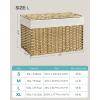 imageSONGMICS Storage Basket with Lid Woven Blanket Storage Bin with Handles Foldable Removable Liner Metal Frame for Bedroom Laundry Room 92 Gallons 35 L Natural URST040YE01Natural