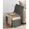 imageSONGMICS Storage Basket with Lid Woven Blanket Storage Bin with Handles Foldable Removable Liner Metal Frame for Bedroom Laundry Room 92 Gallons 35 L Natural URST040YE01Gray
