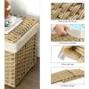 imageSONGMICS Storage Basket with Lid Woven Blanket Storage Bin with Handles Foldable Removable Liner Metal Frame for Bedroom Laundry Room 92 Gallons 35 L Natural URST040YE01Natural