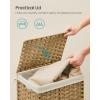 imageSONGMICS Storage Basket with Lid Woven Blanket Storage Bin with Handles Foldable Removable Liner Metal Frame for Bedroom Laundry Room 92 Gallons 35 L Natural URST040YE01Natural