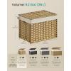 imageSONGMICS Storage Basket with Lid Woven Blanket Storage Bin with Handles Foldable Removable Liner Metal Frame for Bedroom Laundry Room 92 Gallons 35 L Natural URST040YE01Natural