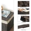 imageSONGMICS Storage Basket with Lid Woven Blanket Storage Bin with Handles Foldable Removable Liner Metal Frame for Bedroom Laundry Room 92 Gallons 35 L Natural URST040YE01Brown