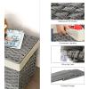 imageSONGMICS Storage Basket with Lid Woven Blanket Storage Bin with Handles Foldable Removable Liner Metal Frame for Bedroom Laundry Room 92 Gallons 35 L Natural URST040YE01Gray