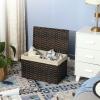 imageSONGMICS Storage Basket with Lid Woven Blanket Storage Bin with Handles Foldable Removable Liner Metal Frame for Bedroom Laundry Room 92 Gallons 35 L Natural URST040YE01Brown