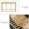 imageSONGMICS Storage Basket with Lid Woven Blanket Storage Bin with Handles Foldable Removable Liner Metal Frame for Bedroom Laundry Room 92 Gallons 35 L Natural URST040YE01Natural