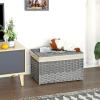 imageSONGMICS Storage Basket with Lid Woven Blanket Storage Bin with Handles Foldable Removable Liner Metal Frame for Bedroom Laundry Room 92 Gallons 35 L Natural URST040YE01Gray