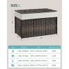 imageSONGMICS Storage Basket with Lid Woven Blanket Storage Bin with Handles Foldable Removable Liner Metal Frame for Bedroom Laundry Room 92 Gallons 35 L Natural URST040YE01Brown
