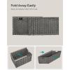 imageSONGMICS Storage Basket with Lid Woven Blanket Storage Bin with Handles Foldable Removable Liner Metal Frame for Bedroom Laundry Room 92 Gallons 35 L Natural URST040YE01Gray