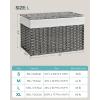 imageSONGMICS Storage Basket with Lid Woven Blanket Storage Bin with Handles Foldable Removable Liner Metal Frame for Bedroom Laundry Room 92 Gallons 35 L Natural URST040YE01Gray