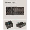 imageSONGMICS Storage Basket with Lid Woven Blanket Storage Bin with Handles Foldable Removable Liner Metal Frame for Bedroom Laundry Room 92 Gallons 35 L Natural URST040YE01Brown