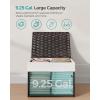imageSONGMICS Storage Basket with Lid Woven Blanket Storage Bin with Handles Foldable Removable Liner Metal Frame for Bedroom Laundry Room 92 Gallons 35 L Natural URST040YE01Brown