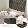 imageSONGMICS Storage Basket with Lid Woven Blanket Storage Bin with Handles Foldable Removable Liner Metal Frame for Bedroom Laundry Room 92 Gallons 35 L Natural URST040YE01Brown