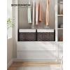 imageSONGMICS Storage Basket with Lid Woven Blanket Storage Bin with Handles Foldable Removable Liner Metal Frame for Bedroom Laundry Room 92 Gallons 35 L Natural URST040YE01Brown