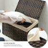 imageSONGMICS Storage Basket with Lid Woven Blanket Storage Bin with Handles Foldable Removable Liner Metal Frame for Bedroom Laundry Room 92 Gallons 35 L Natural URST040YE01Brown