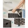 imageSONGMICS Storage Basket with Lid Woven Blanket Storage Bin with Handles Foldable Removable Liner Metal Frame for Bedroom Laundry Room 92 Gallons 35 L Natural URST040YE01Brown