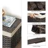 imageSONGMICS Storage Basket with Lid Woven Blanket Storage Bin with Handles Foldable Removable Liner Metal Frame for Bedroom Laundry Room 92 Gallons 35 L Natural URST040YE01Brown