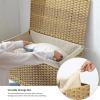 imageSONGMICS Storage Basket with Lid Woven Blanket Storage Bin with Handles Foldable Removable Liner Metal Frame for Bedroom Laundry Room 92 Gallons 35 L Natural URST040YE01Natural