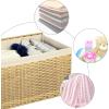 imageSONGMICS Storage Basket with Lid Woven Blanket Storage Bin with Handles Foldable Removable Liner Metal Frame for Bedroom Laundry Room 92 Gallons 35 L Natural URST040YE01Natural