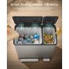 imageSONGMICS Trash Can 2 x 8 Gallon 2 x 30 L DualCompartment Garbage Can with SoftClose Lid Pedal and Inner Buckets Stainless Steel Includes 15 Liner Bags Matte White ULTB741W01Silver