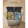 imageSONGMICS Trash Can 2 x 8 Gallon 2 x 30 L DualCompartment Garbage Can with SoftClose Lid Pedal and Inner Buckets Stainless Steel Includes 15 Liner Bags Matte White ULTB741W01Silver
