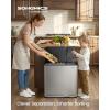 imageSONGMICS Trash Can 2 x 8 Gallon 2 x 30 L DualCompartment Garbage Can with SoftClose Lid Pedal and Inner Buckets Stainless Steel Includes 15 Liner Bags Matte White ULTB741W01Silver