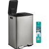 imageSONGMICS Trash Can 2 x 8 Gallon 2 x 30 L DualCompartment Garbage Can with SoftClose Lid Pedal and Inner Buckets Stainless Steel Includes 15 Liner Bags Matte White ULTB741W01Silver