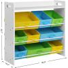 imageSONGMICSOrganizer and storage bins Kids toy storage Unit with 9 Removable NonWoven Fabric Top Book Shelf for Nursery Playroom White UGKR31WT