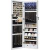 imageSONGMICS 6 LEDs Mirror Jewelry Cabinet 472Inch Tall Lockable Wall or Door Mounted Jewelry Armoire Organizer with Mirror 2 Drawers 39 x 146 x 472 Inches Jelly Pink UJJC093SA02SWhite