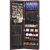 imageSONGMICS 6 LEDs Mirror Jewelry Cabinet 472Inch Tall Lockable Wall or Door Mounted Jewelry Armoire Organizer with Mirror 2 Drawers 39 x 146 x 472 Inches Jelly Pink UJJC093SA02SBrown