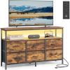 imageSONGMICS BELLAH Collection  Dresser for Bedroom Chest of Drawers TV Stand for TVs Up to 55 Inches Living Room Closet 6 Drawers and 1 Shelf Modern Ink Black ULGS833BH02SRustic Brown  Ink Black