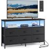 imageSONGMICS BELLAH Collection  Dresser for Bedroom Chest of Drawers TV Stand for TVs Up to 55 Inches Living Room Closet 6 Drawers and 1 Shelf Modern Ink Black ULGS833BH02SInk Black