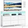 imageSONGMICS BELLAH Collection  Dresser for Bedroom Chest of Drawers TV Stand for TVs Up to 55 Inches Living Room Closet 6 Drawers and 1 Shelf Modern Ink Black ULGS833BH02SCloud White