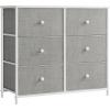 imageSONGMICS BELLAH Collection  Dresser for Bedroom TV Stand for TVs Up to 55 Inches Chest of Drawers for Living Room Closet Steel 9 Drawers Industrial Rustic Brown and Ink Black ULGS033KD02SDove Gray  Cream White