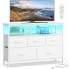 imageSONGMICS BELLAH Collection  Dresser for Bedroom with AppControlled LED Lights and Charging Station Chest of Drawers TV Stand 7 Drawers Shelf Modern Cloud White ULGS733WH05SCloud White