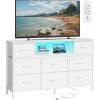imageSONGMICS BELLAH Collection  Dresser for Bedroom with Outlets and LED Lights TV Stand for TVs Up to 55 Inches Chest of Drawers 8 Drawers Steel Industrial Modern Ink Black ULGS433BH02SCloud White