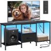 imageSONGMICS BELLAH Collection  TV Stand for TVs Up to 55 Inches Media Console Table and Entertainment Center Unit for Living Room with Shelves and Drawer Steel Modern Ink Black ULGS031B101SInk Black