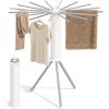 imageSONGMICS Clothes Drying Rack Foldable Rotary Tripod Laundry Drying Rack Rotatable Portable Floor Standing Clothes Airer Laundry Room Balcony 16 PullOut Wood Arms Natural Color ULLR530YW0116 Poles