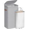imageSONGMICS Laundry Basket 172 Gal Laundry Hamper Easy Assembly with Lid and Handles Removable Liner 154 x 87 x 295 Inches Cappuccino Beige ULCB810LH01Dove Gray