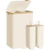 imageSONGMICS Laundry Hamper Laundry Sorter with Lid Storage Basket Bin Removable Liners Bamboo Frame for Bedroom 4 Sections 594 Gallon 225 L Ink Black ULCB534BH01Cream White
