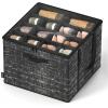 imageSONGMICS Shoe Organizer for Closet Set of 2 Shoe Storage Box with Clear Lid Foldable Fabric Bins Holds 32 Pairs Total Reinforced Handles 165 x 165 x 125 Inches Ink Black ULSP602B01Ink Black