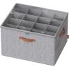 imageSONGMICS Shoe Organizer for Closet Shoe Storage Bin Fits 16 Pairs Fabric Container with Handles and Clear Cover Adjustable Dividers Customizable Cappuccino Beige ULSP555K01Dove Gray