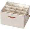 imageSONGMICS Shoe Organizer for Closet Shoe Storage Bin Fits 16 Pairs Fabric Container with Handles and Clear Cover Adjustable Dividers Customizable Cappuccino Beige ULSP555K01Cappuccino Beige