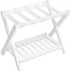 imageSONGMICS Solid Wood Luggage Racks Set of 2 No Assembly Required Foldable Suitcase Stand Luggage Holder with Storage Shelf for Guest Room Hotel Bedroom Coffee Brown URLR021K01Cloud White
